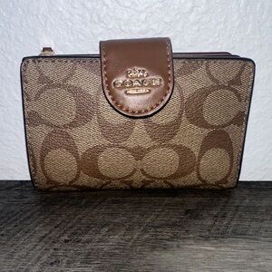Coach Tan and Brown Signature Wallet